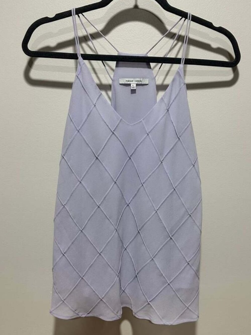 Lavender Criss-Cross Strap Cami Tank Top, Size Large